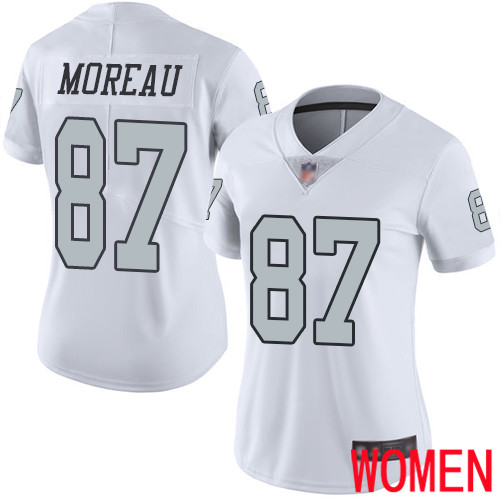 Oakland Raiders Limited White Women Foster Moreau Jersey NFL Football #87 Rush Vapor Untouchable Jersey